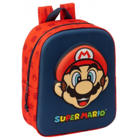 Safta Super Mario Mochila Guarderia 3D - 22x27x10cm - Rojo y Azul