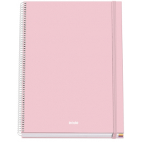 Dohe Serenity Cuaderno Espiral A4 100 Hojas Microperforadas Cuadricula 5mm - Tapa Dura Carton Forrado - - Bandas de - Rosa