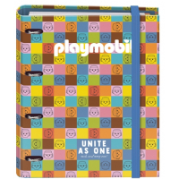 Dohe Playmobil Unite as One Carpeta de 4 Anillas con Recambio de 100 Hojas - Folio - Cierre con Goma - Con Separadores y sobre PP