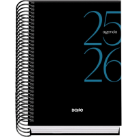 Dohe System Agenda Escolar 25/26 Espiral A6 - Dia Pagina - Papel 70g/m2 - Cubierta de Carton Plastificado - Negro