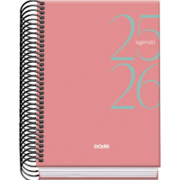 Dohe System Agenda Escolar 25/26 Espiral A6 - Dia Pagina - Papel 70g/m2 - Cubierta de Carton Plastificado - Rosa