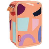 Milan Fun Animals Plumier de 3 Pisos con Contenido - Naranja/Beige