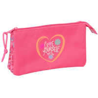 Safta Feeling Estuche Portatodo - 3 Compartimentos - 22x12x3cm - Rosa