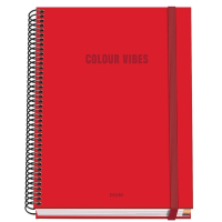 Dohe Colour Vives Cuaderno Espiral A5 100 Hojas Cuadricula 5mm - Tapa Dura plastificada - Bandas de - - Rojo