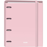 Dohe Serenity Carpeta de 4 Anillas Recambio 100 Hojas Cuadricula 5mm - A4 - Cierre con Goma - Con Separadores y sobre PP - Rosa
