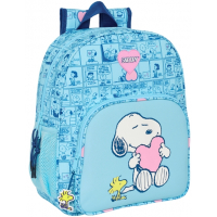 Safta Snoopy Love Mochila Infantil - Adaptable a Carro - 32x38x12cm - Azul Claro