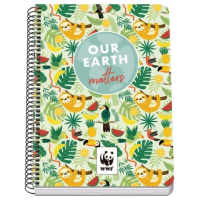 Dohe WWF Tropic Cuaderno Espiral A5 80 Hojas Cuadricula 4mm con Margen - Tapa Rigida plastificada - 