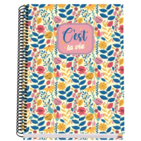 Dohe C`est la Vie Cuaderno Espiral A5 100 Hojas Cuadricula 5mm - Tapa Dura plastificada - Bandas de Color