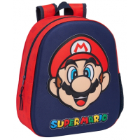 Safta Super Mario Mochila 3D - Portabotellas - 27x33x10cm - Rojo y Azul