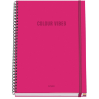 Dohe Colour Vives Cuaderno Espiral A4 100 Hojas Microperforadas Cuadricula 5mm - Tapa Dura Carton Forrado - - Bandas de - Rosa