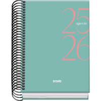 Dohe System Agenda Escolar 25/26 Espiral A6 - Dia Pagina - Papel 70g/m2 - Cubierta de Carton Plastificado - Verde