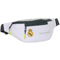 Safta Real Madrid 1ª Equipacion 24/25 Bolsa de Cintura - 2 Compartimentos - Ajustable - 23x12x9cm - Blanco/Negro
