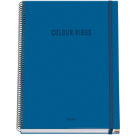 Dohe Colour Vives Cuaderno Espiral A4 100 Hojas Microperforadas Cuadricula 5mm - Tapa Dura Carton Forrado - - Bandas de - Azul