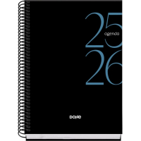 Dohe System Agenda Escolar 25/26 Espiral A5 - Semana Vista - Papel 70g/m2 - Cubierta de Carton Plastificado - Negro
