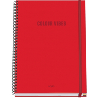 Dohe Colour Vives Cuaderno Espiral A4 100 Hojas Microperforadas Cuadricula 5mm - Tapa Dura Carton Forrado - - Bandas de - Rojo
