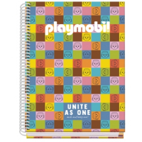 Dohe Playmobil Unite As One Cuaderno Espiral A5 100 Hojas Cuadricula 5mm - Tapa Dura plastificada - Bandas de Color