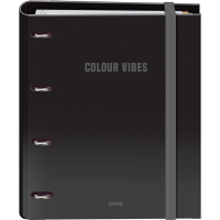 Dohe Colour Vibes Carpeta de 4 Anillas Recambio 100 Hojas Cuadricula 5mm - A4 - Cierre con Goma - Con Separadores y sobre PP - Negro
