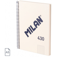 Milan Serie 1918 Cuaderno Espiral A5 Cuadricula 5x5mm - 80 Hojas de 95 gr/m2 - Microperforado 2 Taladros - Beige