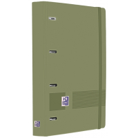 Oxford Europeanbinder Live & Go A4+ Carpeta A4+ con Recambio de 100 Hojas Cuadricula 5x5mm - Tapa de Plastico Polyfoam - Cierre con Goma - Verde Safari