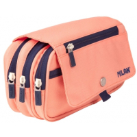 Milan Coleccion 430 Portatodo de Gran Capacidad - 3 Bolsillos con Cremallera y uno Pequeño - Rosa