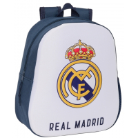 Safta Real Madrid Mochila 3D - Portabotellas - 27x33x10cm - Blanco/Negro