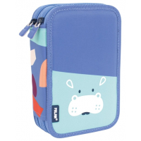 Milan Fun Animals Plumier de 2 Pisos con Contenido - Azul/Turquesa