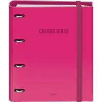 Dohe Colour Vibes Carpeta de 4 Anillas Recambio 100 Hojas Cuadricula 5mm - A4 - Cierre con Goma - Con Separadores y sobre PP - Rosa