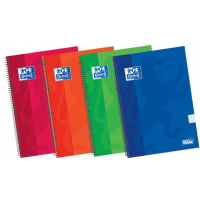 Oxford School Classic Write&Erase Cuarto Cuaderno Espiral - Tapa Extradura - 4x4 con Margen - 80 Hojas - Colores Surtidos