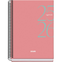 Dohe System Agenda Escolar 25/26 Espiral A5 - Dia Pagina - Papel 70g/m2 - Cubierta de Carton Plastificado - Rosa