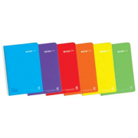 Enri Plus Cuaderno Espiral Cuarto Cuadriculado 4x4mm - 80 Hojas 90gr con Margen - Tapa Plastico - Colores Surtidos