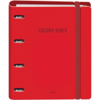 Dohe Colour Vibes Polyfoam Carpeta de 4 Anillas A4 Recambio 100 Hojas Cuadricula 5mm - Cubierta de Polyfoam 2mm - Cierre con Goma - Con Separadores y sobre PP - Rojo
