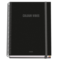 Dohe Colour Vives Cuaderno Espiral A5 100 Hojas Cuadricula 5mm - Tapa Dura plastificada - Bandas de - - Negro