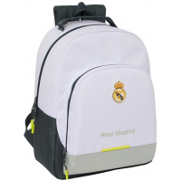 Safta Real Madrid 1ª Equipacion 25/26 Mochila Escolar - Adaptable a Carro - 32x42x15cm - Blanco