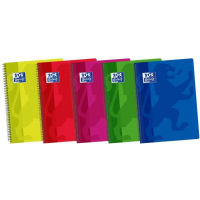 Oxford School Classic Cuaderno Espiral Folio 80 Hojas 1 Linea con Margen - Tapa de Plastico - Colores Surtidos