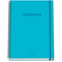 Dohe Colour Vives Cuaderno Espiral A4 100 Hojas Microperforadas Cuadricula 5mm - Tapa Dura Carton Forrado - - Bandas de - Azul Cyan