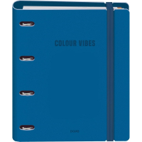 Dohe Colour Vibes Polyfoam Carpeta de 4 Anillas A4 Recambio 100 Hojas Cuadricula 5mm - Cubierta de Polyfoam 2mm - Cierre con Goma - Con Separadores y sobre PP - Azul