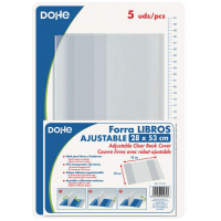 PACK de 5 Cubiertas Protectoras de Libros DOHE - Solapa Adhesiva Reposicionable - 28x53cm - PVC 120 micras