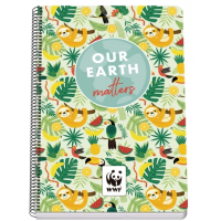 Dohe WWF Tropic Cuaderno Espiral Folio 80 Hojas Cuadricula 4mm con Margen - Tapa Rigida plastificada - 