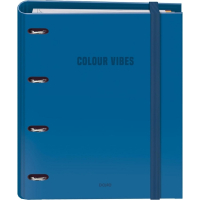 Dohe Colour Vibes Carpeta de 4 Anillas Recambio 100 Hojas Cuadricula 5mm - A4 - Cierre con Goma - Con Separadores y sobre PP - Azul