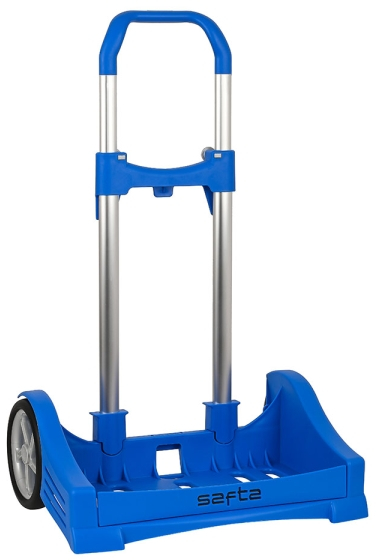 Safta Evolution Carro Portamochilas- Sujecion Universal - Ruedas de 14cm Antivibracion - Aluminio y Plastico PP - 40x85x28cm - Azul