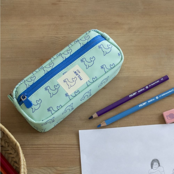 Imagen extra Milan Coleccion 460 Portatodo Rectangular - 2 Compartimentos con Cremallera - Verde/Azul