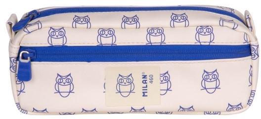 Milan Coleccion 460 Portatodo Rectangular - 2 Compartimentos con Cremallera - Beige/Azul