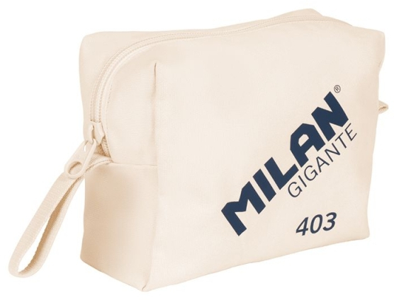 Milan Serie 1918 Gigante 403 Neceser de Gran Capacidad - 27x20x11cm - 2 Compartimentos Interiores - Cierre de Cremallera - 100% Algodon - Beige