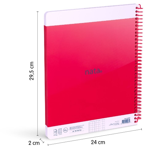 Imagen extra Milan Nata 624 Cuaderno Espiral A4 Cuadricula 5x5mm - 80 Hojas de 95 gr/m2 - Microperforado 4 Taladros - Rosa
