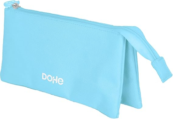 Dohe Serenity Portatodo Triple - Cierre Doble con Cremallera y Tirador de Goma - Azul