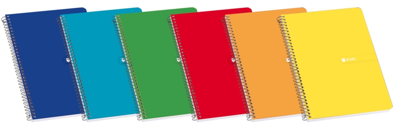 Enri Cuaderno Espiral Folio Pauta 3 - 80 Hojas con Margen - Tapa Dura - Colores Surtidos