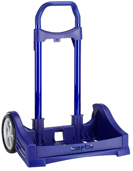 Imagen extra Safta Evolution Carro Portamochilas- Sujecion Universal - Ruedas de 14cm Antivibracion - Aluminio y Plastico PP - 40x85x28cm - Azul Oscuro