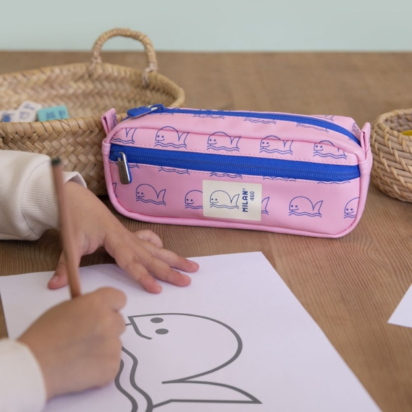 Imagen extra Milan Coleccion 460 Portatodo Rectangular - 2 Compartimentos con Cremallera - Rosa/Azul