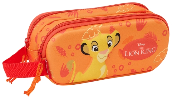 Safta El Rey Leon Estuche Portatodo 3D - 2 Compartimentos - - 21x8x6cm - Naranja