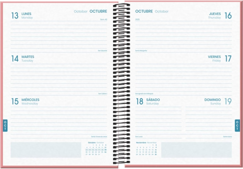 Imagen extra Dohe System Agenda Escolar 25/26 Espiral A5 - Semana Vista - Papel 70g/m2 - Cubierta de Carton Plastificado - Rosa